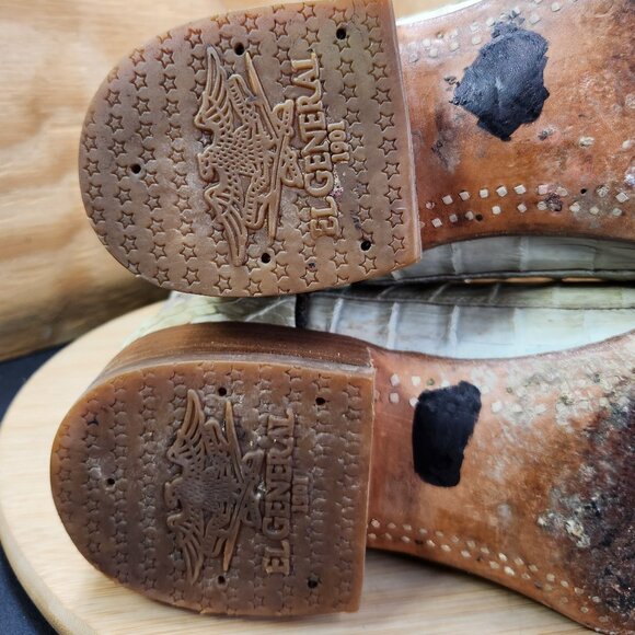 El General Caiman Alligator Cowboy Boots Eagle Western Gator Cowboy Boots Size 9 - Picture 15 of 15